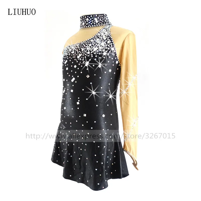 Платье для фигурного катания женское платье на коньках черная высокоэластичная