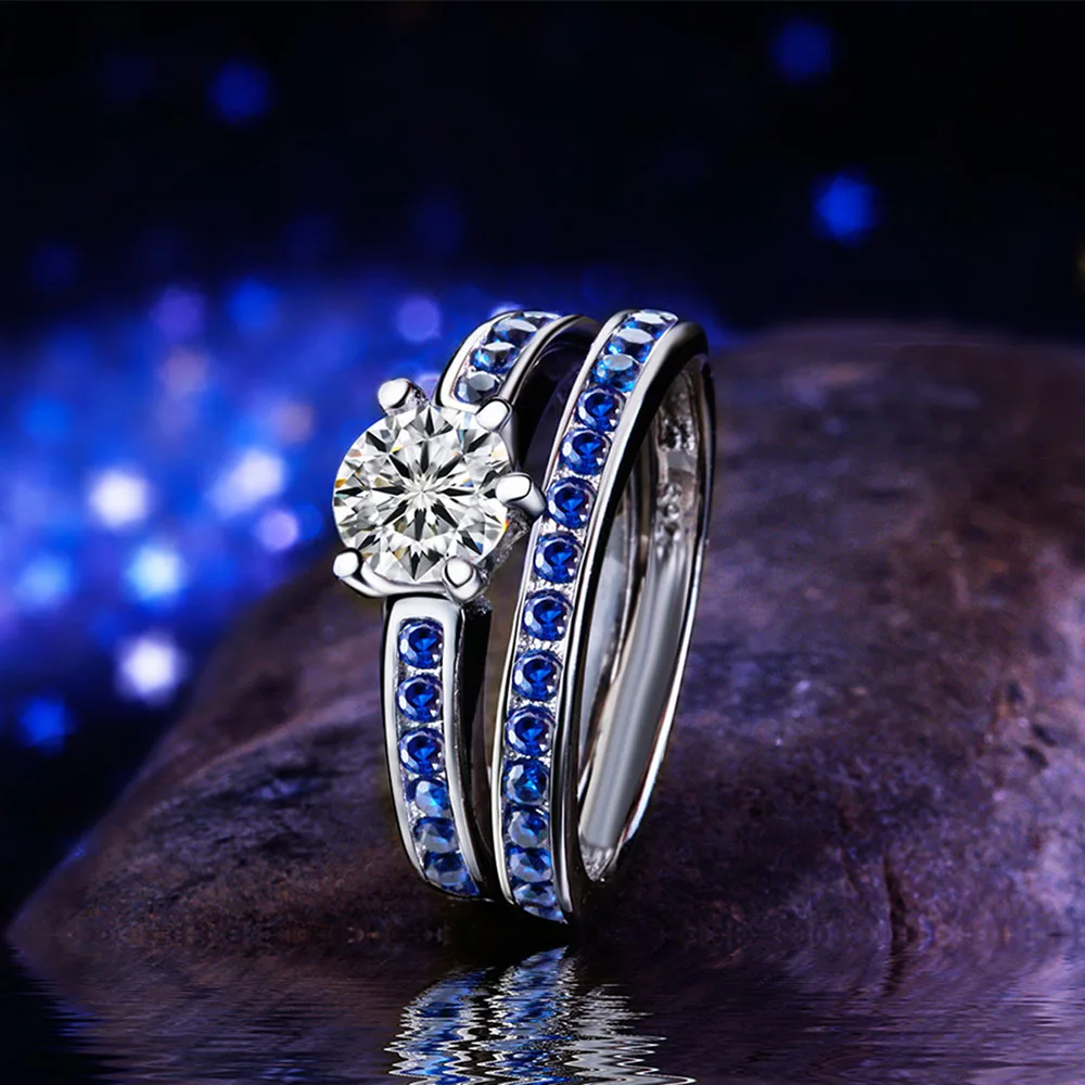 Набор Колец Hainon из Королевского синего серебра ювелирные изделия с вырезами