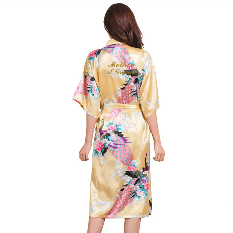 BZEL свадебное платье для девочек с карманом матери жениха кимоно принтом Павлин