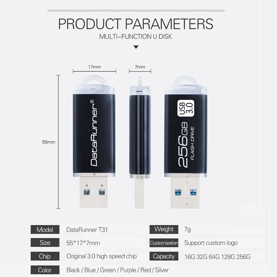 DataRunner Usb флеш накопитель металлическая ручка карта памяти 3 0 16 ГБ 32 64 128 256