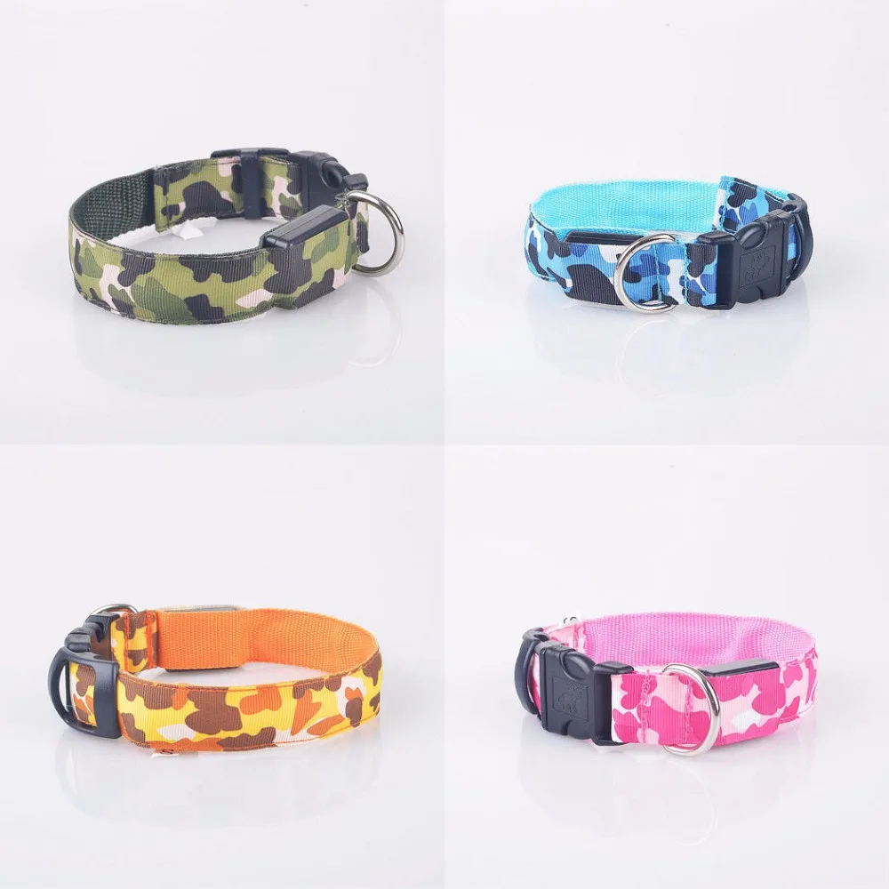 Светодиодный Камуфляжный ошейник для собак светящийся ночник мигающий в темноте