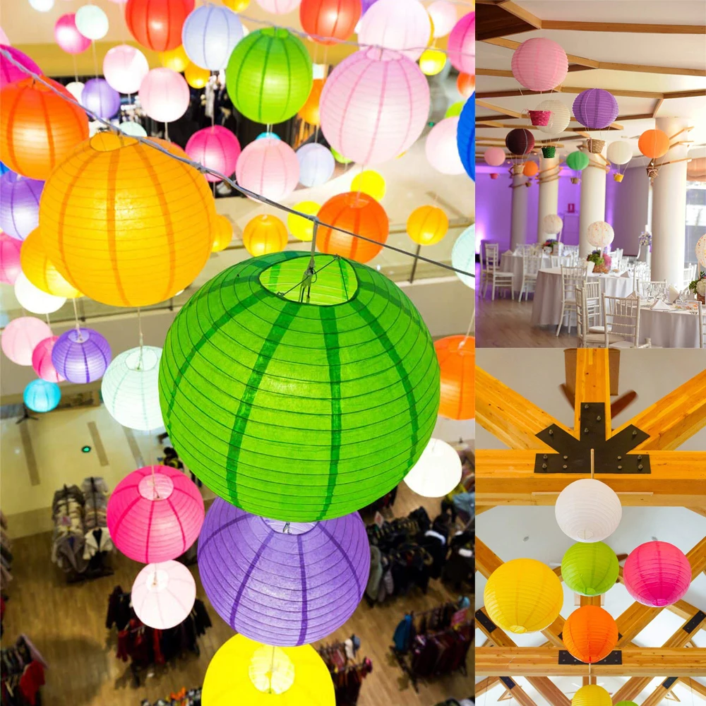 25 шт./компл. Красочные Бумажные Фонари разных размеров круглые бумажные