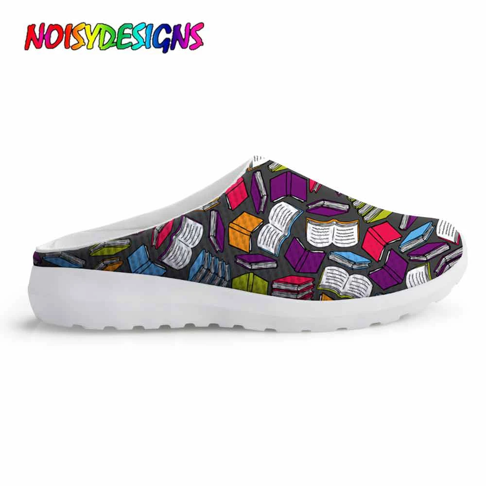 Летние женские Тапочки и сандалии с разноцветными книжками дизайнерские обувь