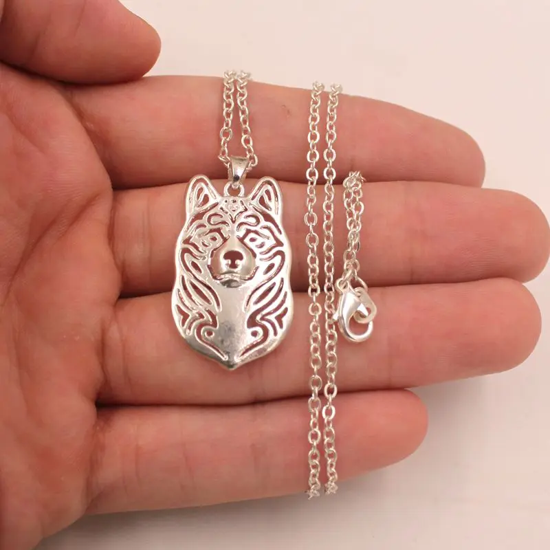 Изящное японское ожерелье Akita кулон с изображением собаки животных позолоченное