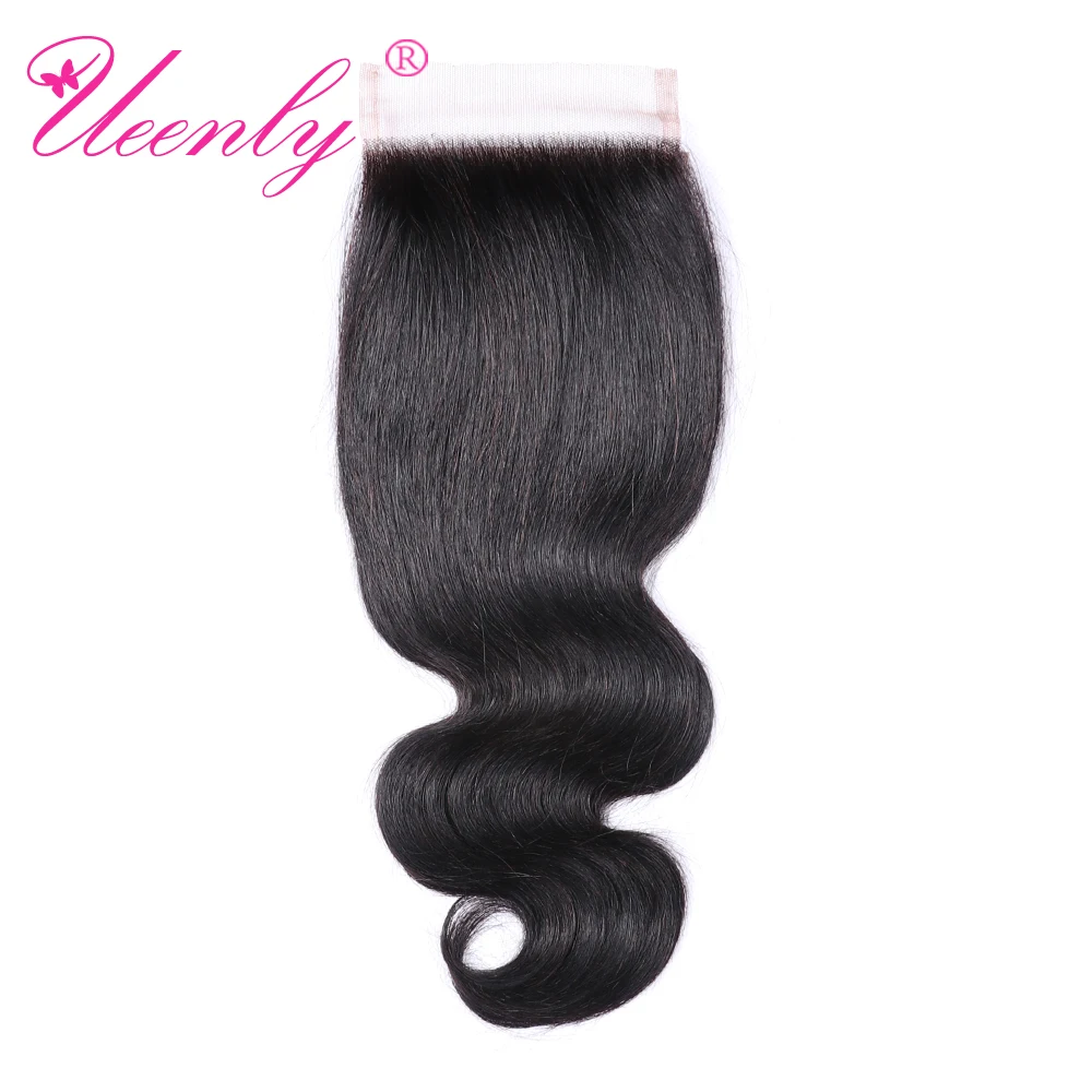 UEENLY Peruvian Body Wave Lace Closure 4*4 Free/Middle/Three Part 130% Swiss Remy Human Hair Free Shipping | Шиньоны и парики