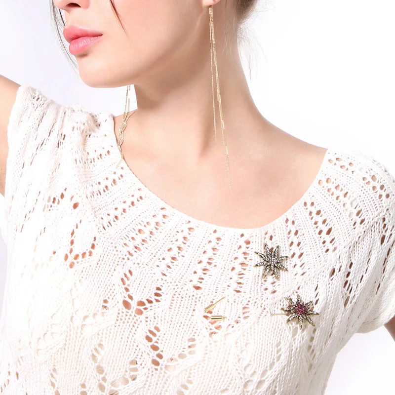 2019 Новые Броши звезды из горного хрусталя для женщин и мужчин золотые серебряные