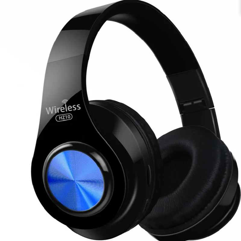 Беспроводные наушники, Bluetooth гарнитура, Складные стерео наушники, игровые наушники, поддержка TF карты с микрофоном для ПК, всех телефонов, Mp3 - Цвет: Синий