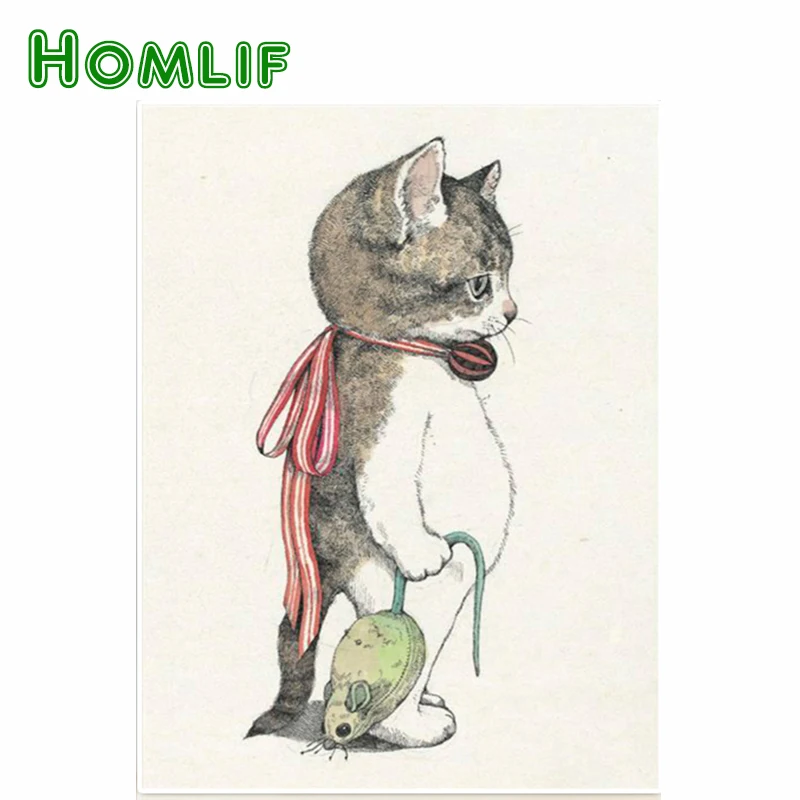 Алмазная живопись HOMLIF с изображением кошки Настенный декор алмазная вышивка