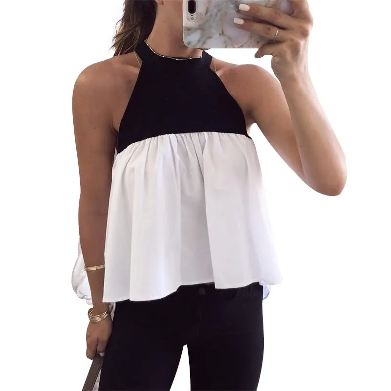 Новая мода женщин Холтер Топ летний сексуальный без рукавов уличная топы черный