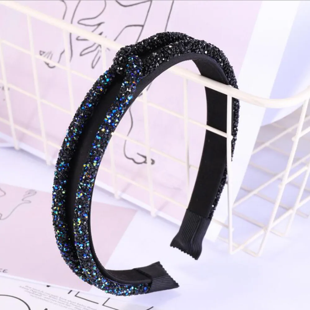 New Fashion Shining Metal Flower Bow Hairband Rhinestone Print Headband High Quality DIY Hair Accessories Jewelry Headwear Women
