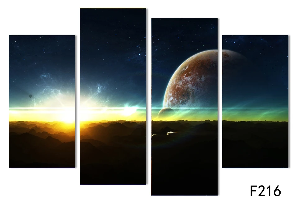

Unframed 4 panels Abstract Moon Planet landscape Art HD Picture Print On Canvas Painting Wall Picture For Home Decor