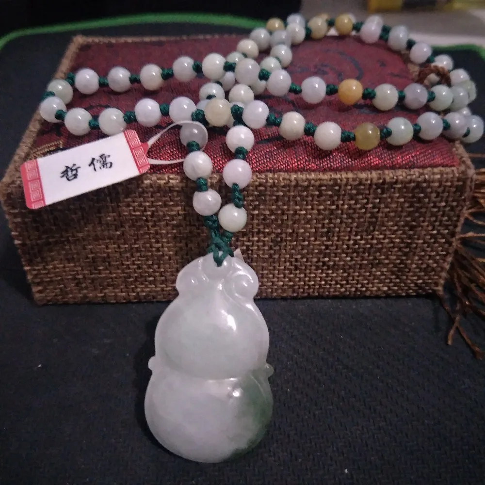 Free Class A National Certificate Natural Burmese Jade Treasure Gourd Pendant Tricolor Bead Necklace | Украшения и аксессуары
