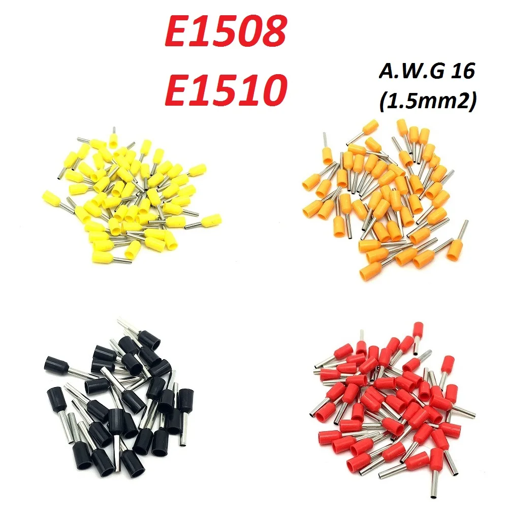 1000 шт./лот E1508 E1510 A.W.G 16 изолированных наконечников Клеммная колодка конец шнура 1 5