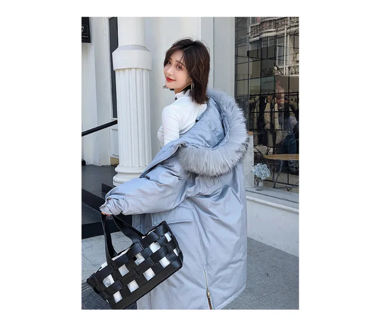 Tcyeek Winter Down Jacket Women 90% White Duck Down Coat Female Large Raccoon Fur Hooded Parka Coats Female Long Jackets LWL1147