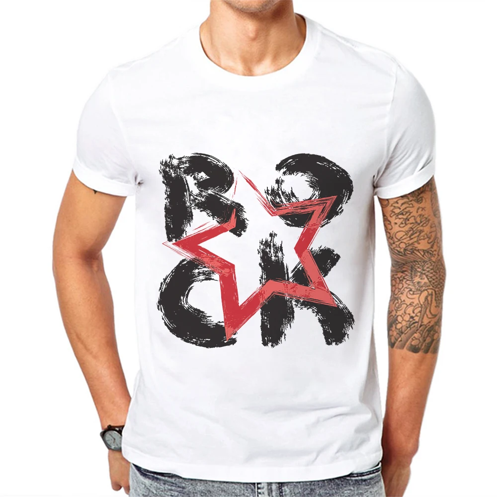 

Men's Short Sleeve T-Shirt Rock Letter 2019 New Summer High Quality 100 Cotton Breathable Half Sleeve Trendy Clothes Men T Shirt