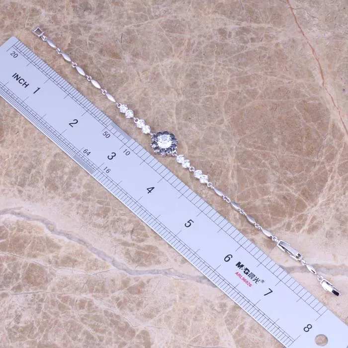 Блестящий Радужный Браслет цепочка с серебряным покрытием из кубического