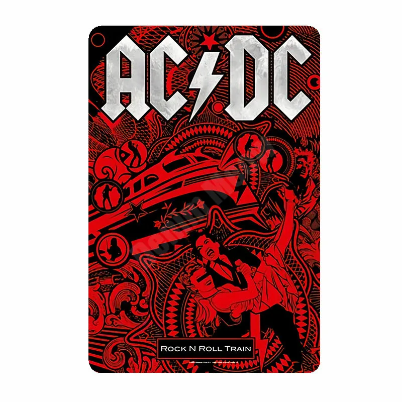 R 20x30 см ACDC винтажные металлические жестяные вывески для бара, кафе, паба, казино, домашний декор, тарелки в стиле ретро, музыкальная доска, художественный плакат, рок наклейки на стену N264 - Цвет: R