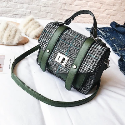 Dark Green ETAILL модные холщовые Клетчатые Сумки из искусственной кожи женские средние женские сумки через плечо известные бренды Женская сумка-мессенджер сумки-тоут - Цвет: Dark Green