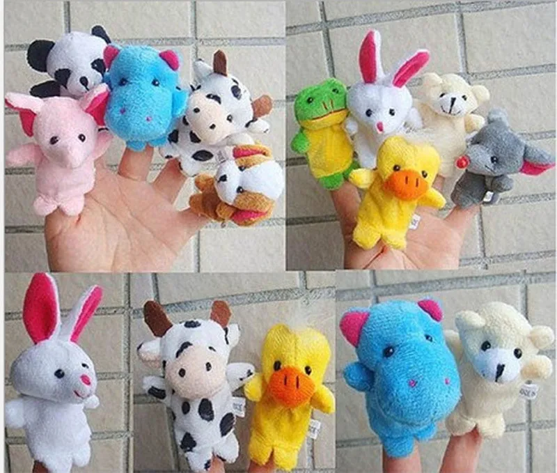 PUDCOCO 10Pcs Velvet Farm Stuffed Animal Finger Puppets Toys Baby Learn Story Party Bag Filler Novelty Plush |