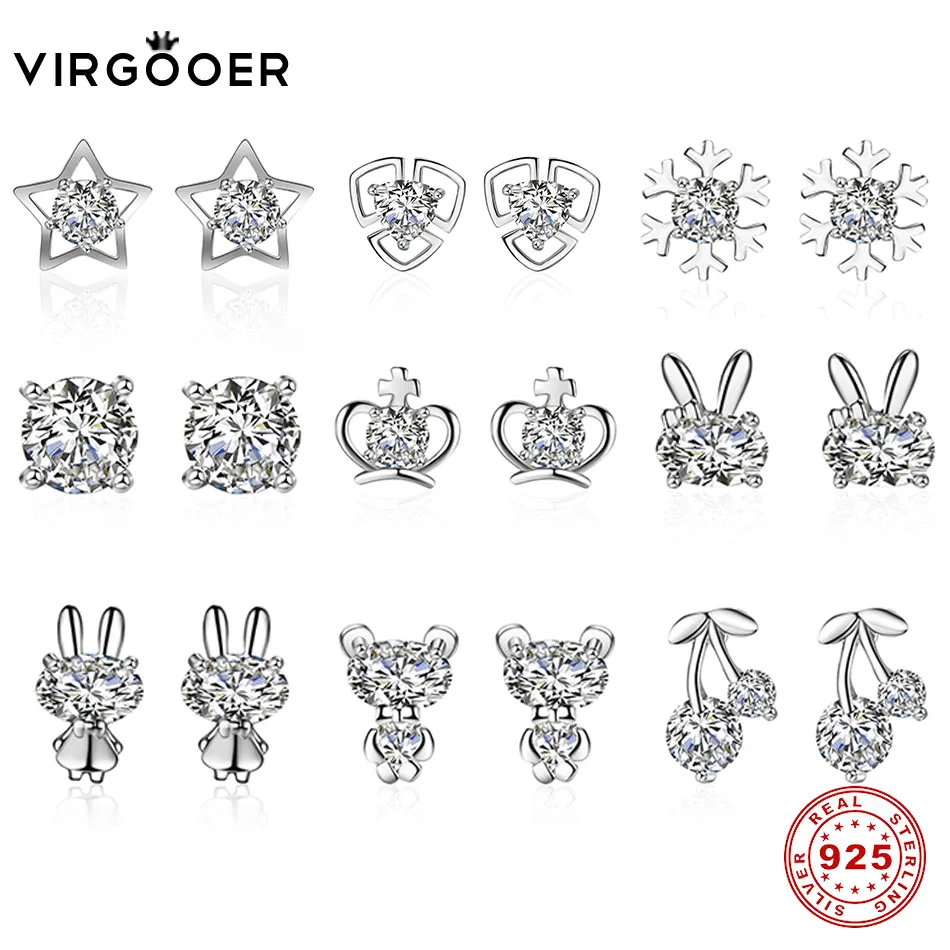 Virgooer серьги гвоздики из стерлингового серебра 925 пробы женские модные милые