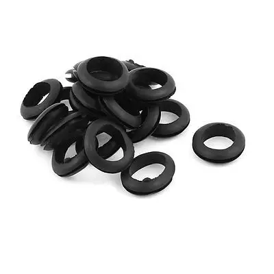 

20 x Black Rubber 18mm Open Hole Ring Dual Side Cable Wiring Grommet