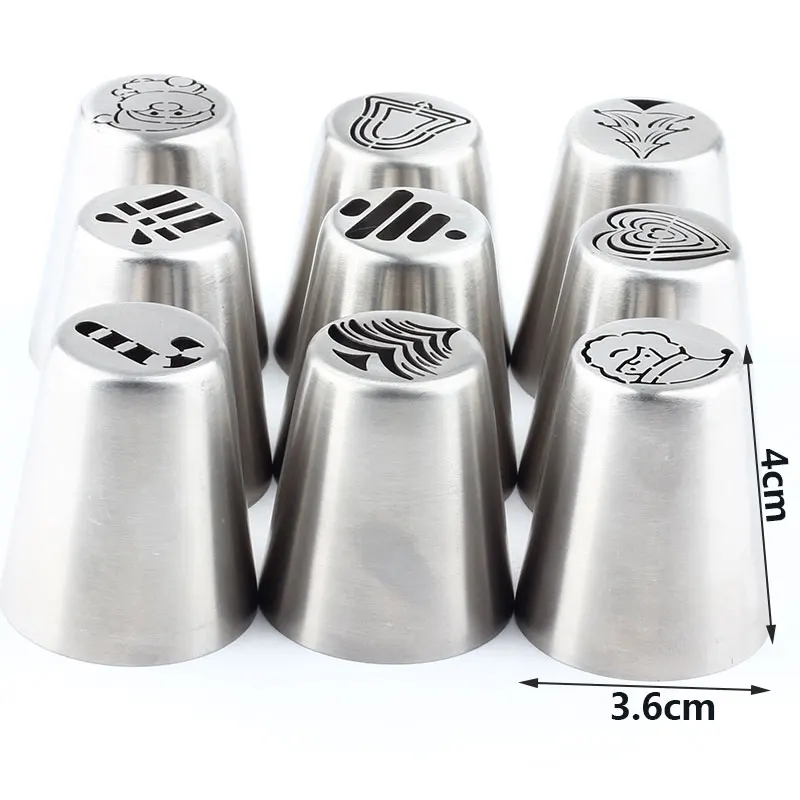 9 шт. насадки для кондитерского мешка из нержавеющей стали|Наборы кондитерских