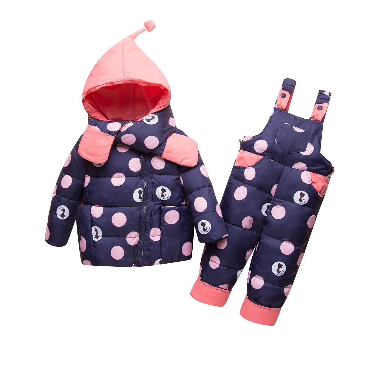 Navy Blue Новинка года; комплекты зимней одежды для малышей куртка снегоступы на утином пуху для мальчиков и девочек детские парки Лыжная русская Одежда для новорожденных; комбинезоны - Цвет: Navy Blue