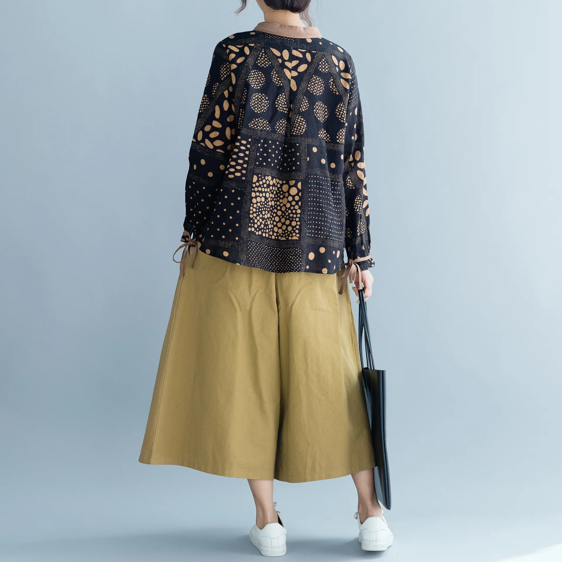 Новинка 2019 повседневные свободные топы с отложным воротником и принтом женские