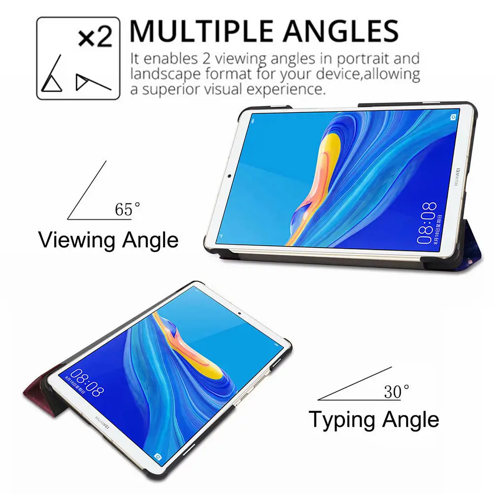 Цветной смарт-чехол с принтом из искусственной кожи чехол для huawei MediaPad M6 8,4 дюймов планшет с функцией автоматического сна чехол для M6 8,"+ пленка+ ручка