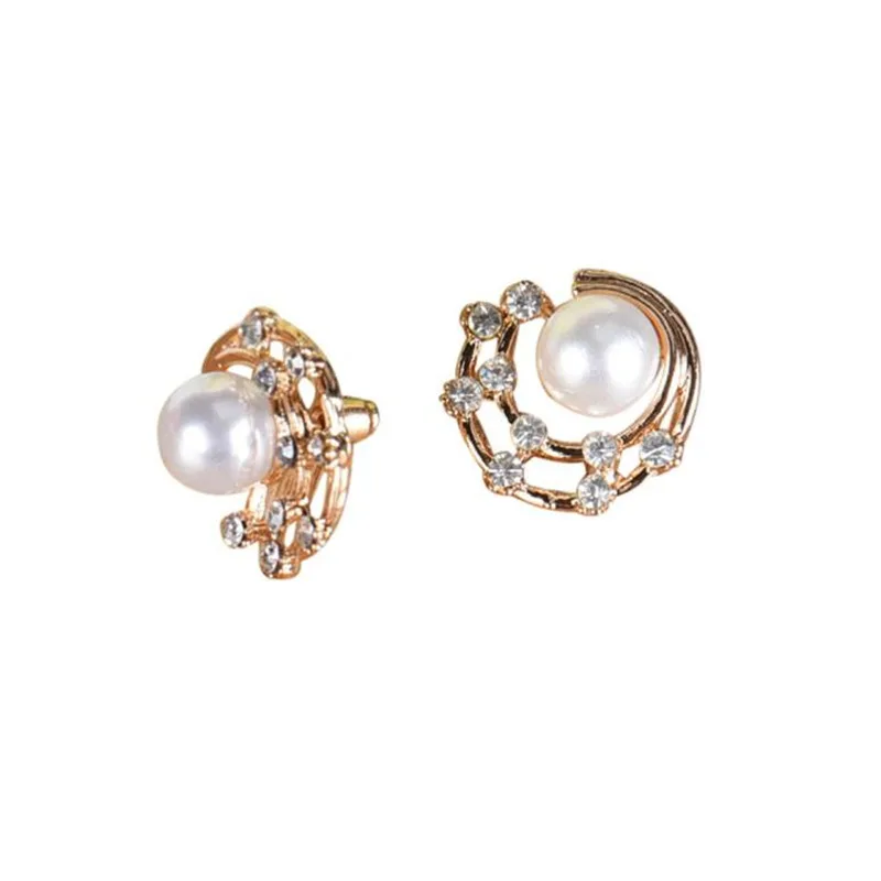 Модные 1 пара модные женские элегантные серьги гвоздики со стразами и жемчугом