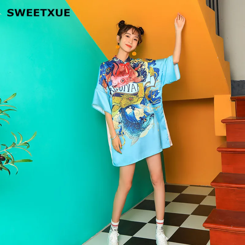 Винтажное элегантное свободное платье Ципао SWEETXUE лето 2019 повседневные