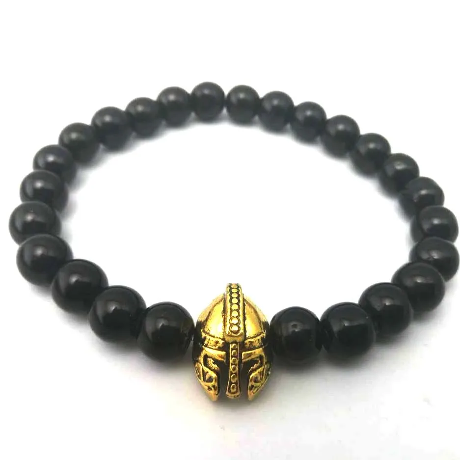 Античный мужской Римский Воин Гладиатор Спартан браслет со шлемом натуральный