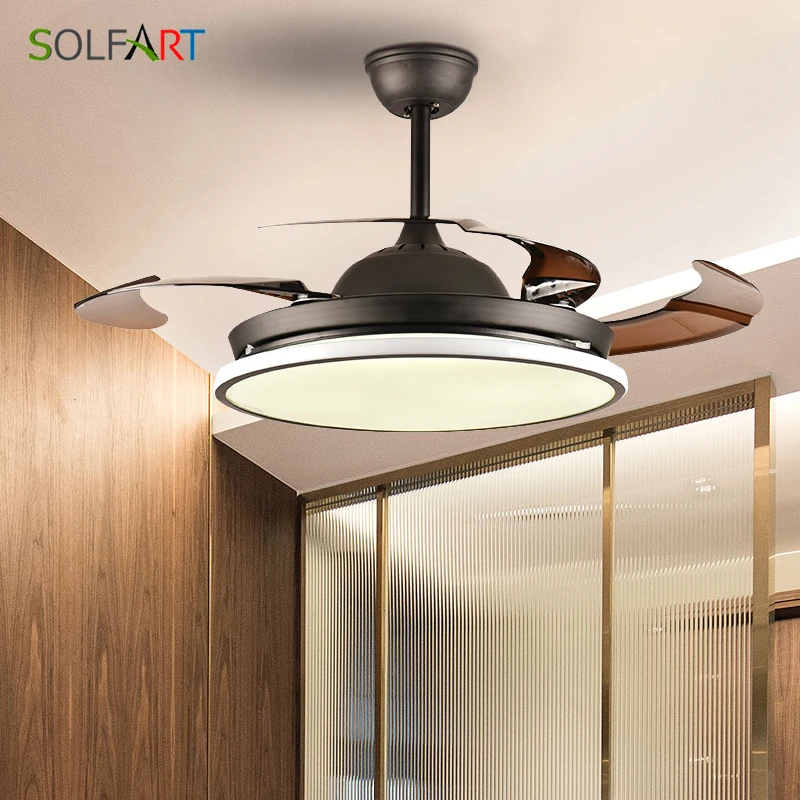 Потолочный вентилятор светильник со скрытыми лезвиями скандинавский