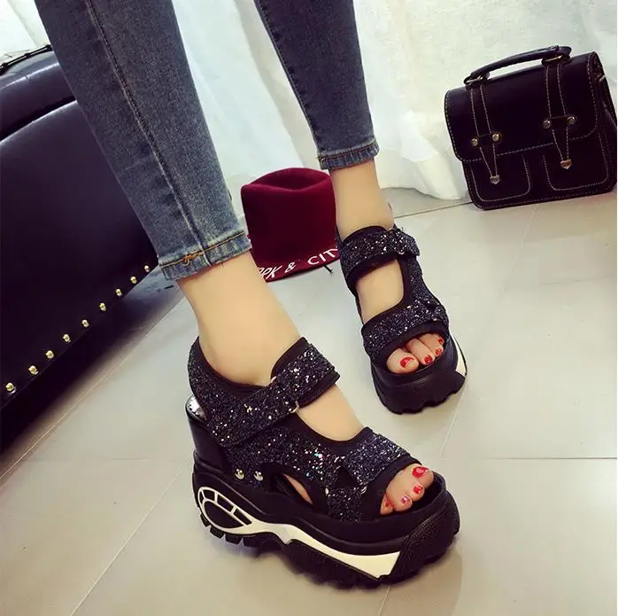 

Woman Sandals 2020 Summer Women Concise Platform Sequins Casual Shoes Woman Fashion Thick Bottom Wedges Sandals