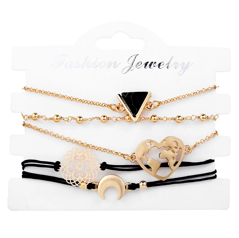 BR18Y0410 Rinhoo 1 комплект модные изысканные богемные сердце бабочка звено цепочки в виде браслета Высокое качество ювелирные изделия подарок для женщин - Окраска металла: BR18Y0410