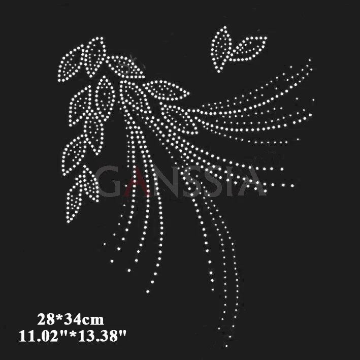 3 шт./лот элегантный листьев ”из страз горячей фиксации для вырез передачи тепла