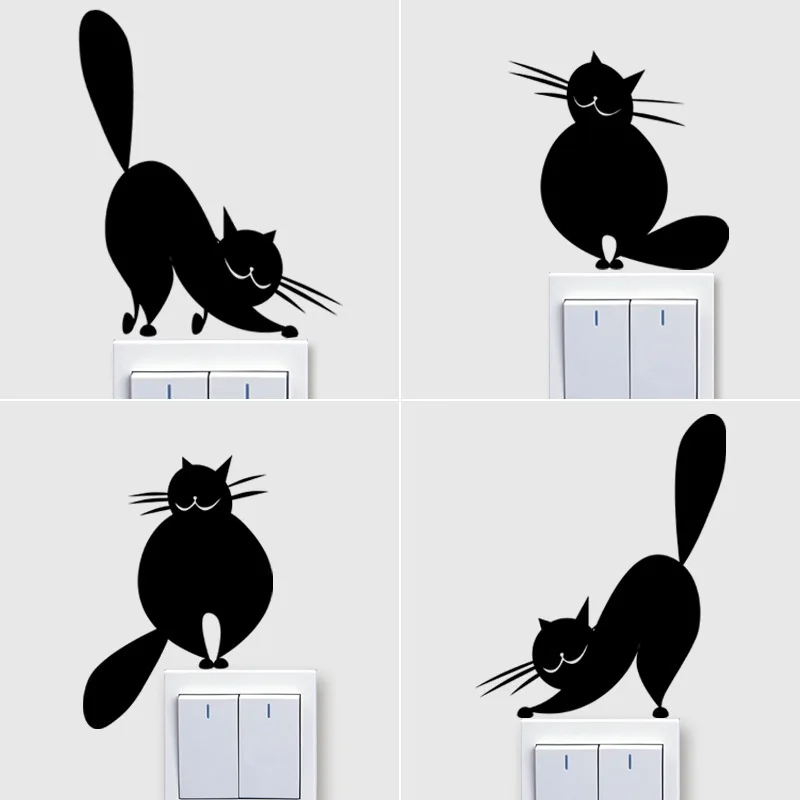 

New Cat Pattern Wall Sticker Removable Decoration Decals for Bedroom Kitchen Living Room Walls