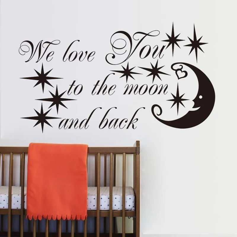 Виниловые Настенные Стикеры с надписью We Love You To the Moon And Back 41x71 см 2016|home decor|vinyl wallvinyl