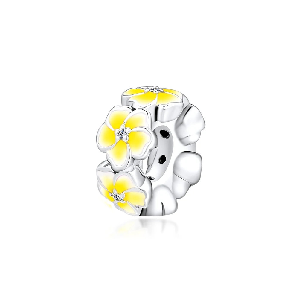 Подходит для браслетов Pandora с подвесками бусины из магнолии цветами 100% 925 пробы
