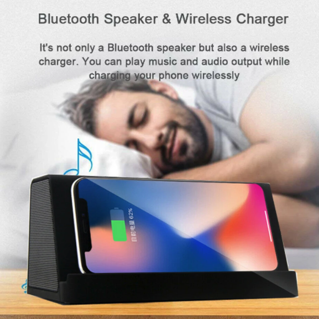 Быстрое беспроводное зарядное устройство bluetooth динамика стерео держатель телефона Мобильная мощность Быстрое беспроводное зарядное устройство беспроводной стерео сабвуфер