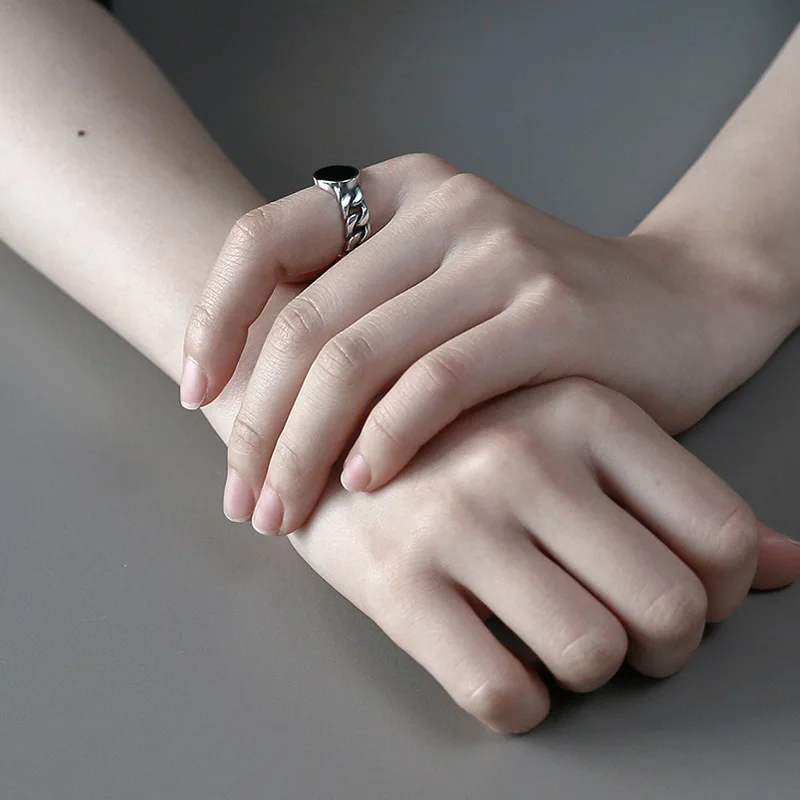 Настоящее чистое серебро ювелирные изделия 925 кольцо по заказу покупателя цепи