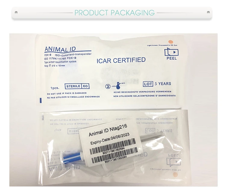 ISO 13,56 МГц nfc pet микрочип 2,12*12 мм микрочип для идентификации животных NTAG216 транспондер чип для животных rfid шприц для инъекций