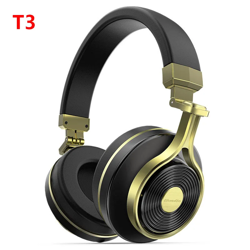 T3 black-gold Bluedio T3+/T3 Plus Bluetooth наушники глубокий бас беспроводная гарнитура с SD/Memory слот для карт памяти металлический материал черный - Цвет: T3 black-gold