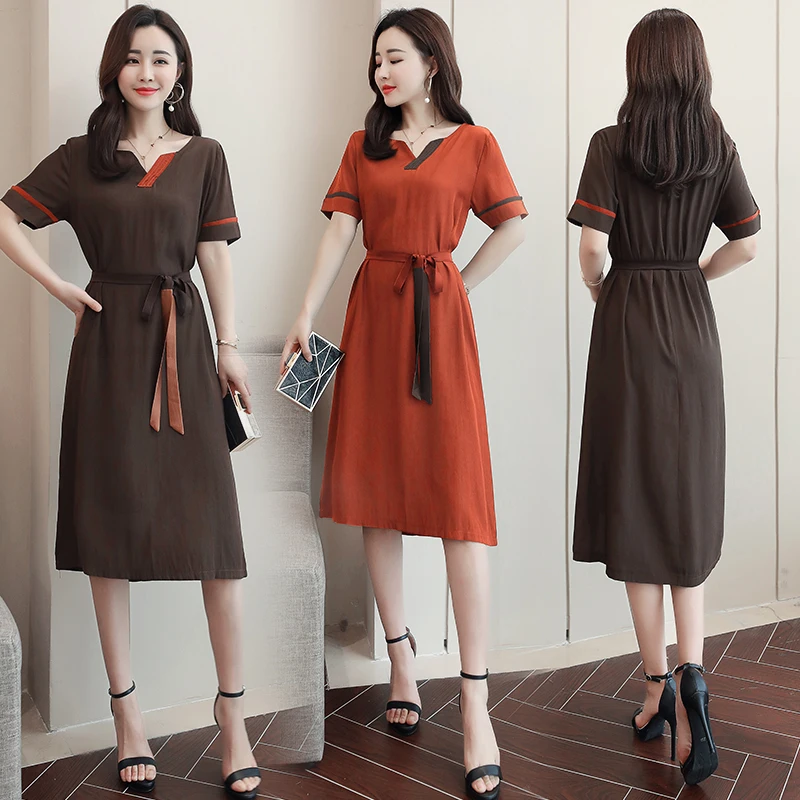 Мода 2019 новые женские Платья повседневные хлопок корейский стиль летнее платье с