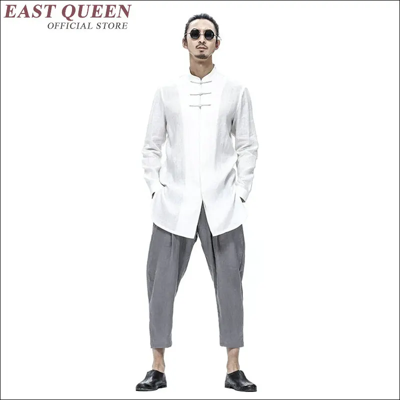 Мужская хлопковая Верхняя одежда без подкладки костюм в китайском стиле блузка с