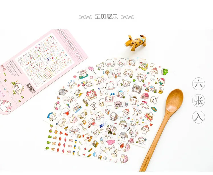 6 листов DIY Красочные Molang кролики kawaii наклейки для дневника планировщик дневник бумага Скрапбукинг альбомы фотобирка