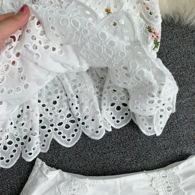 2019 Новый Модный женский комплект из двух предметов водорастворимый кружевной