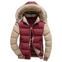 fashion winter mens hooded jacket thick cotton padded fur collar coats windproof male breathable casual zipper bomber jacket 4xl