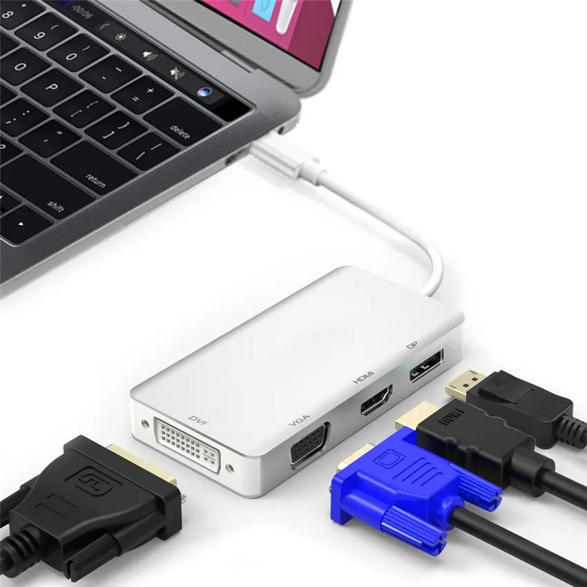USB C концентратор к HDMI DisplayPort 3840*2160 4K адаптер типа VGA DVI 1080P конвертер для Macbook