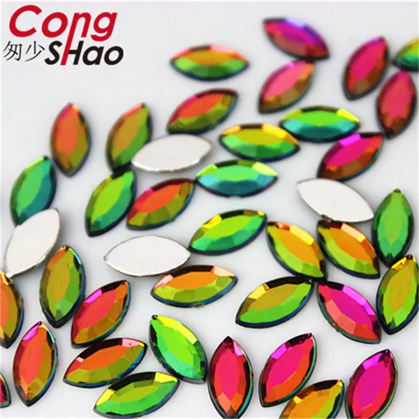 Cong Shao 100 шт 5*10 мм красочные плоские с оборота камни и кристаллы Акриловые стразы отделка костюм телефона украшения ZZ722 - Цвет: Colorful